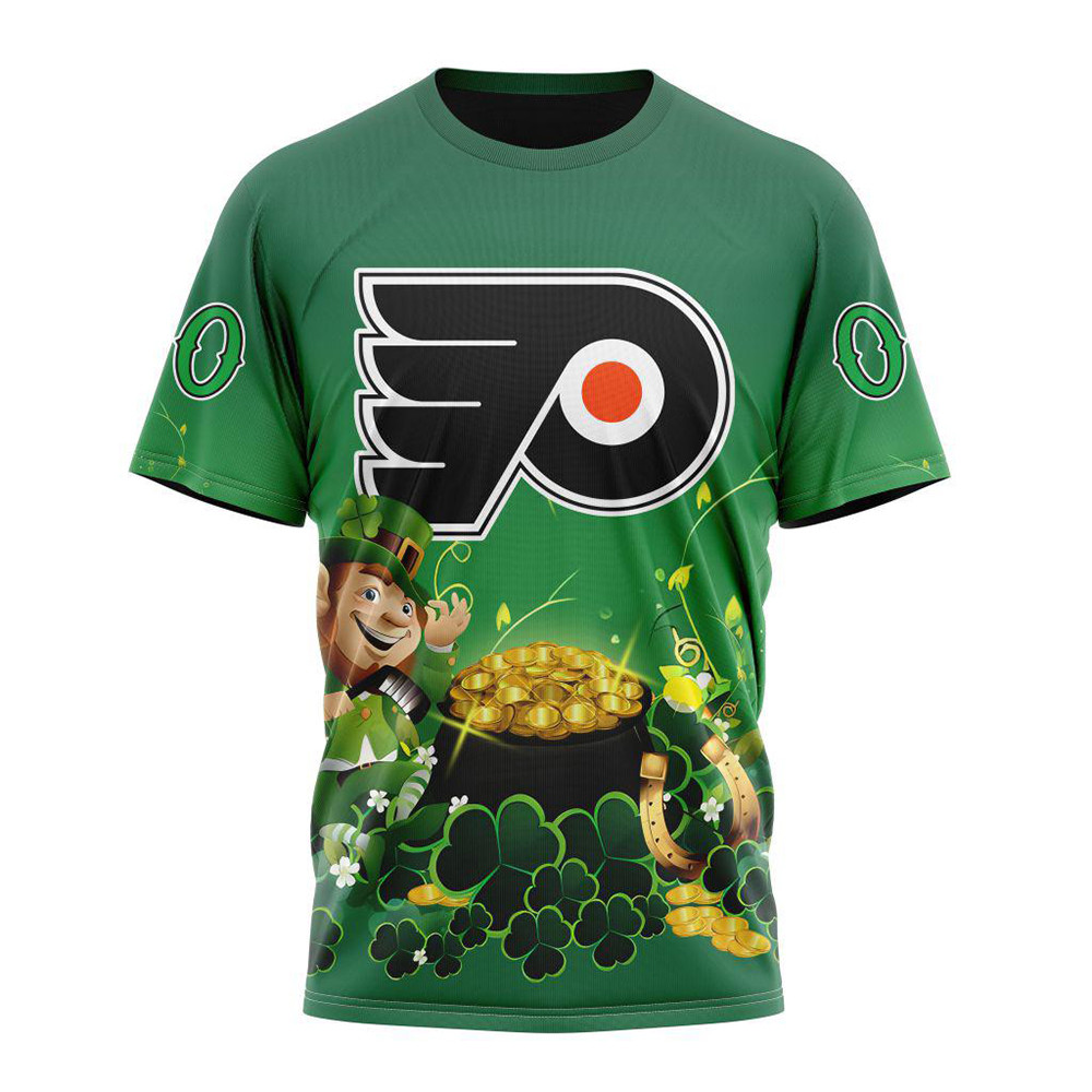 Personalized NHL Philadelphia Flyers St. Patrick's Day Hockey Team T-Shirt Gifts For Fan