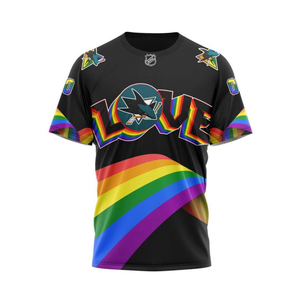 Personalized NHL San Jose Sharks Lover LGBT Pride Month Shirt Cool Gifts For Hockey Fans