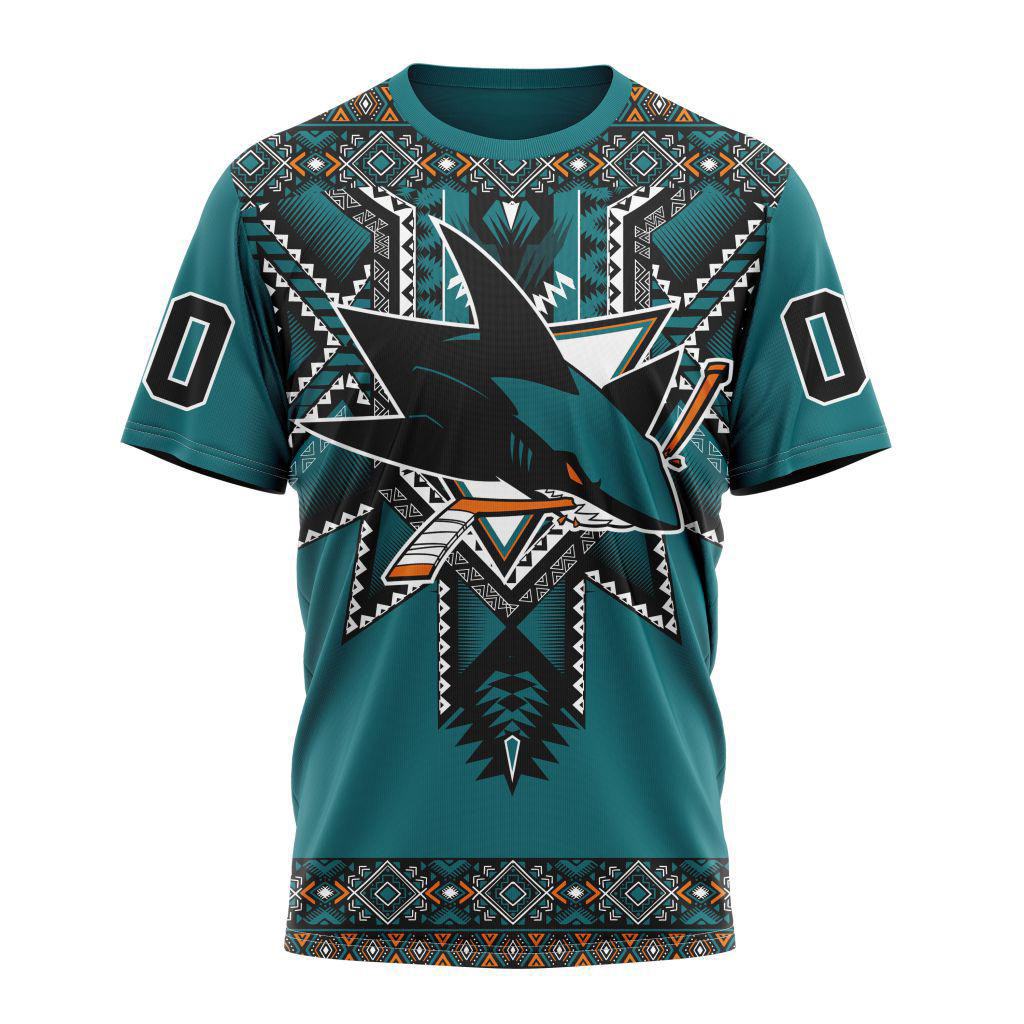 Personalized NHL San Jose Sharks Native American Heritage T-Shirt Hockey Fan Gifts For Men