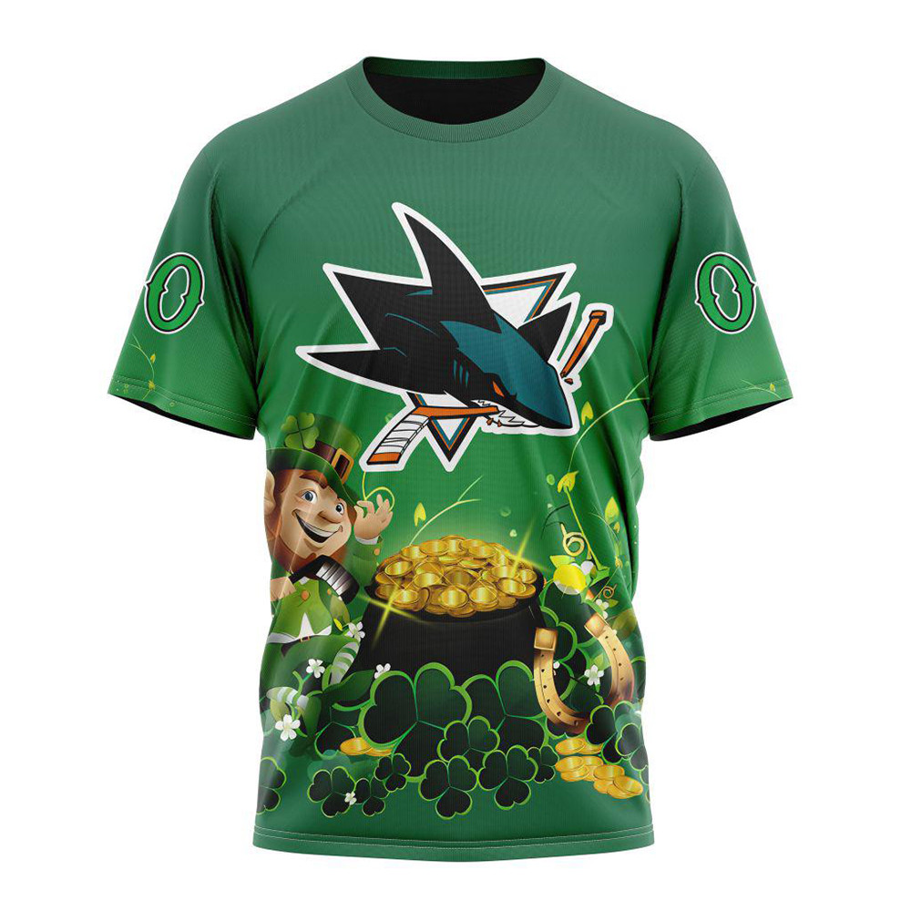 Personalized NHL San Jose Sharks St. Patrick's Day Hockey Team T-Shirt Gifts For Fan