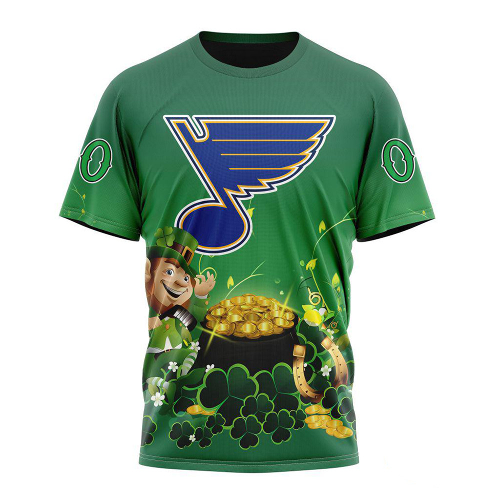 Personalized NHL St. Louis Blues St. Patrick's Day Hockey Team T-Shirt Gifts For Fan