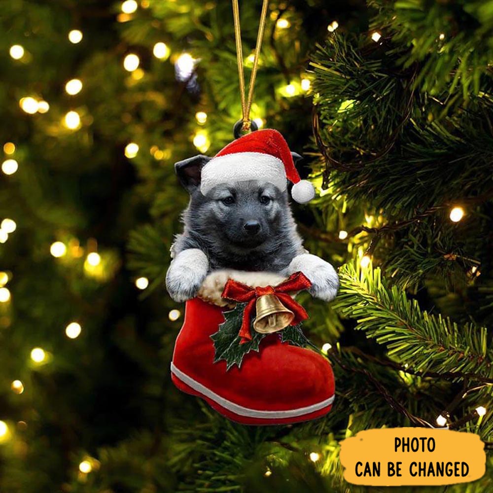 Personalized Norwegian Elkhound In Santa Boot Christmas Hanging Ornament Timeless Ornament For Holiday Memories