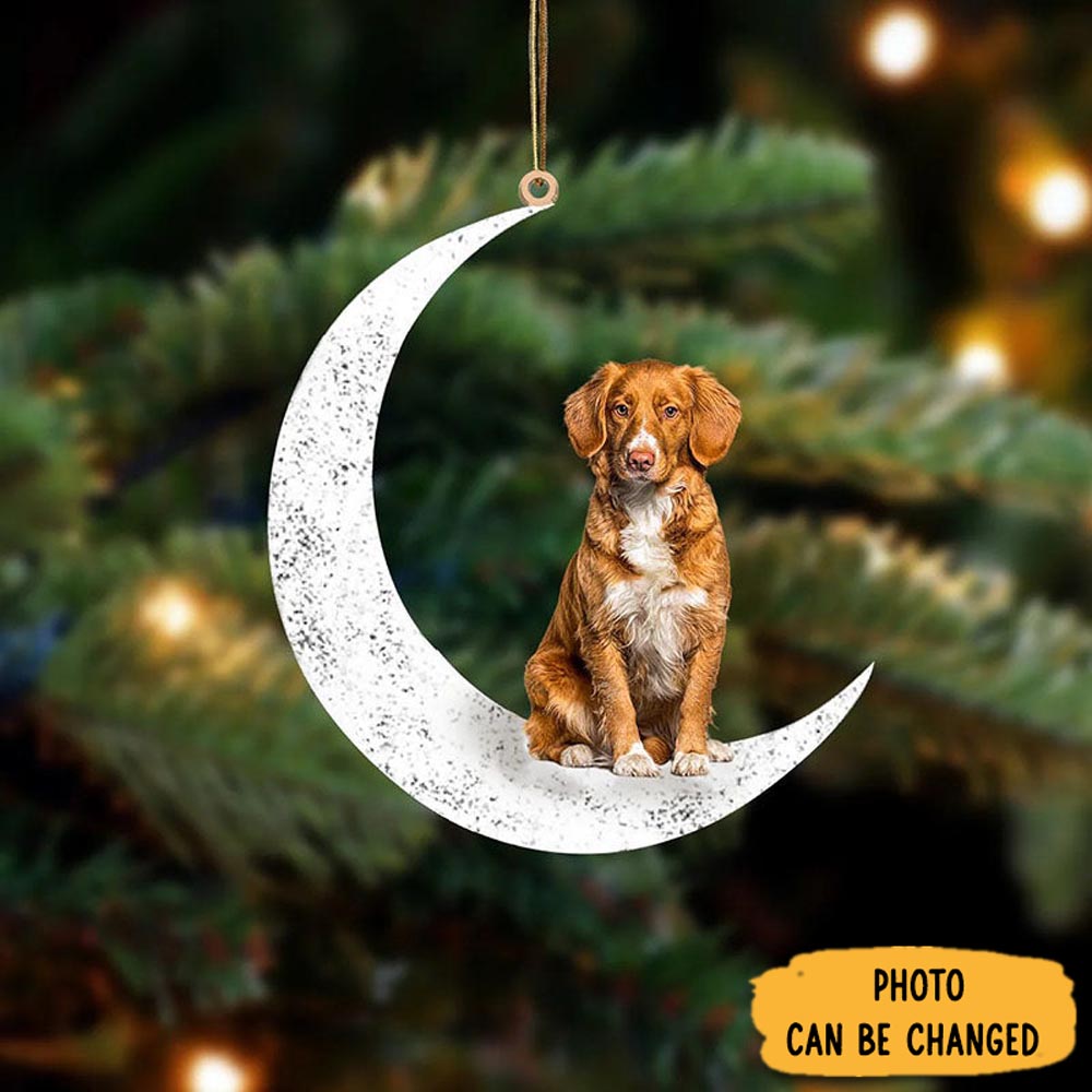 Personalized Nova Scotia Duck Tolling Retriever Sit On The Moon Ornament Unique Thanksgiving Ornament Idea