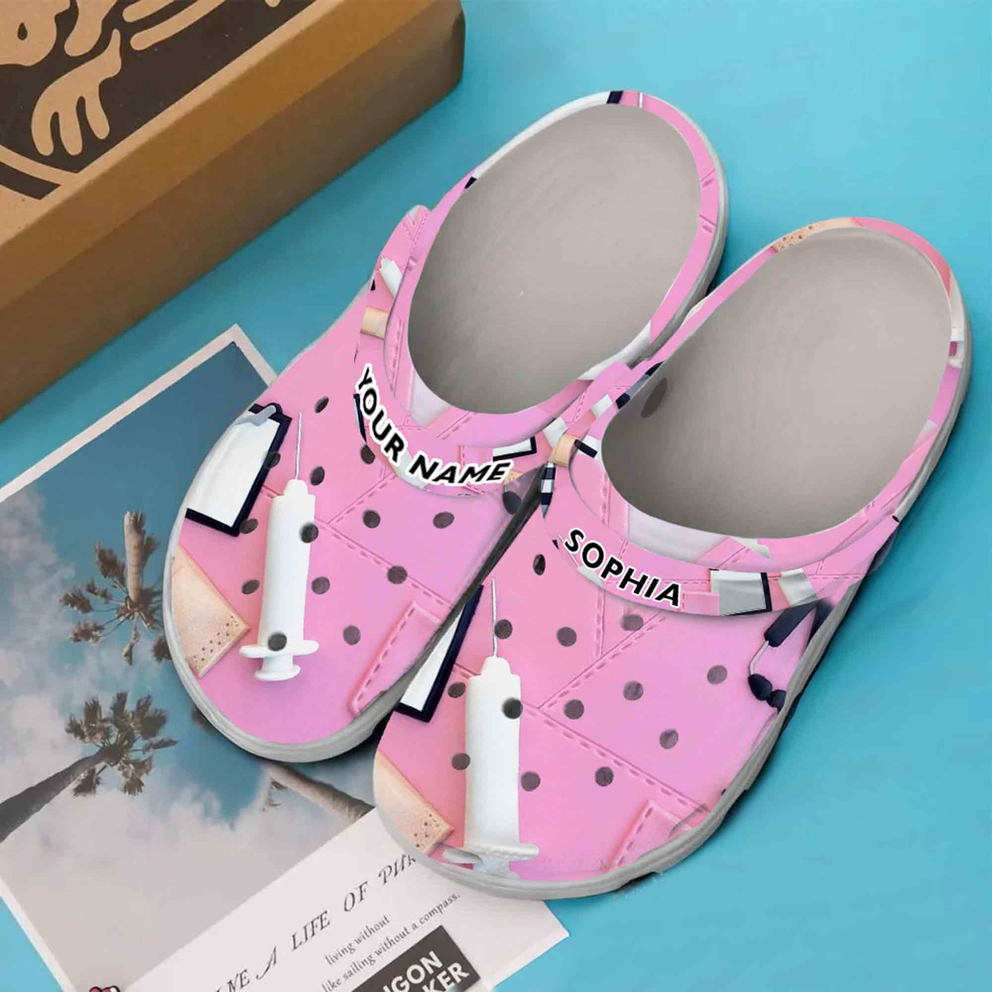 Personalized Nurse Pink Scrubs Clogs Professional Healthcare Merch Gift For Nurses Doctors