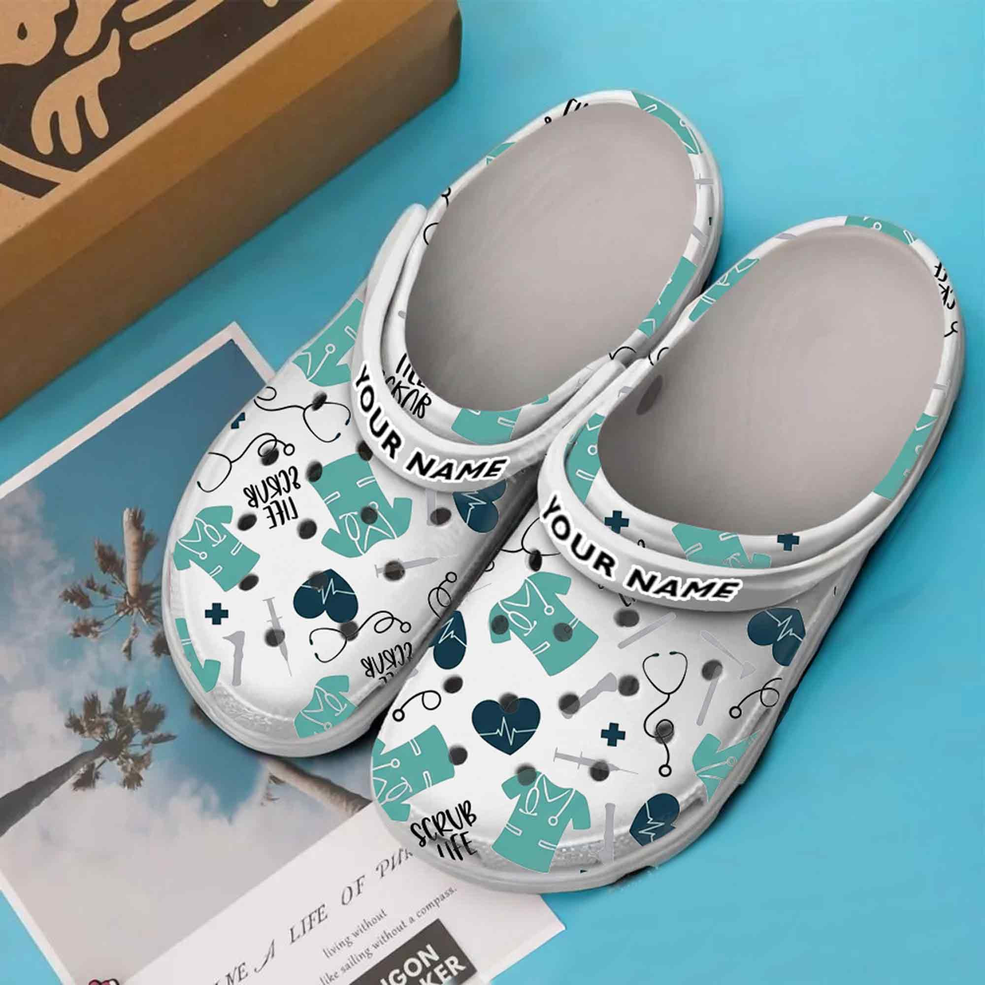 Personalized Nurse Scrub Life Clogs Cute Medical Uniform Pattern Merch Gift For Nurses
