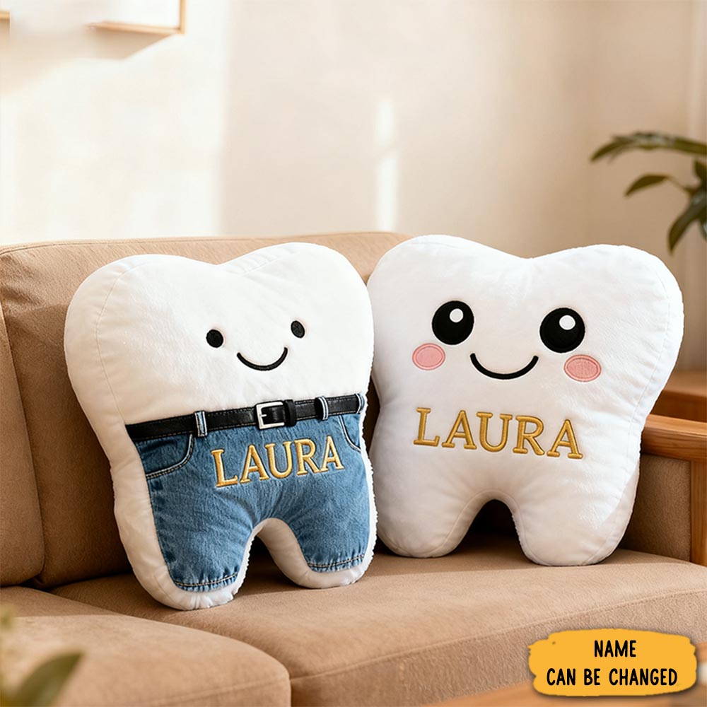Personalized Nurse Themed Pillow Custom Tooth Shaped Plush Pillow Custom Graphic 3d Print Name Pillow Dentisit Gift