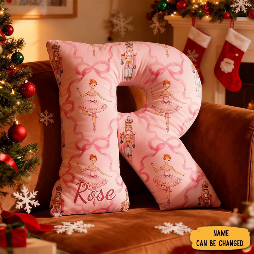 Personalized Nutcracker Ballet Alphabet Shaped Pillow For Dance Lovers Initial Pillow Christmas Gift For Kids