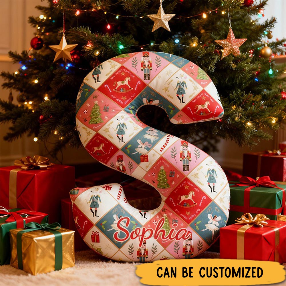 Personalized Nutcracker Fairy Ballet Alphabet Shaped Pillow for Dance Lovers Initial Pillow Christmas Gift for Kids