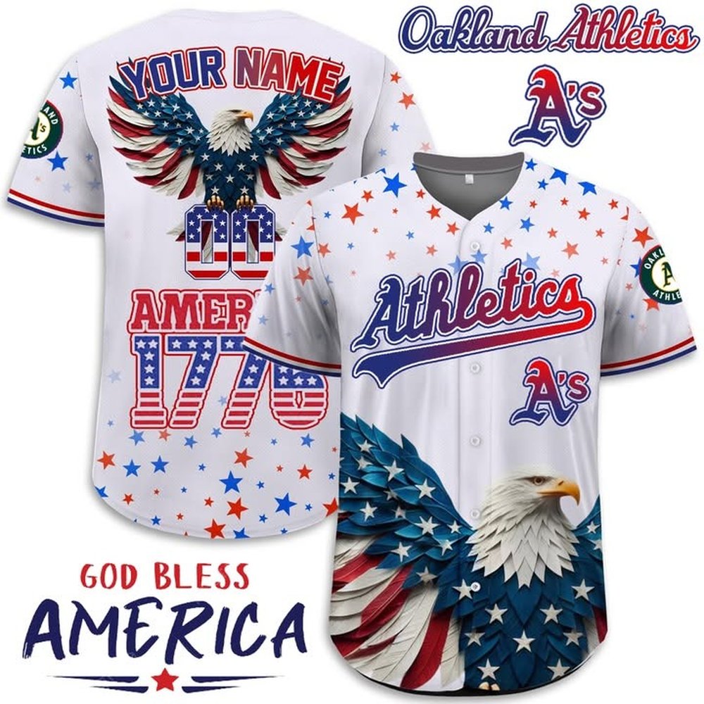 Personalized Oakland Athletics Independence Day 4th Of July Jersey Athletics Merch Gift Ideas For Baseball Players