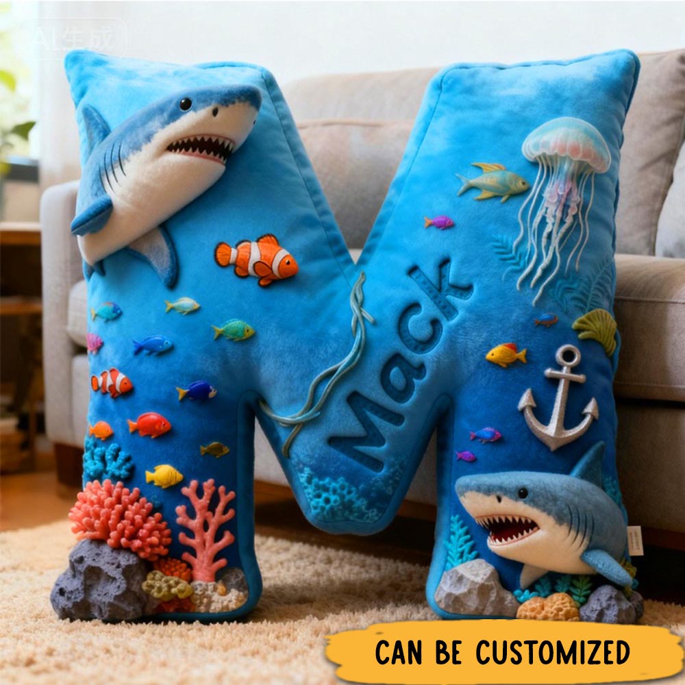 Personalized Ocean World with Name Graphic 3D Print Pillow Christmas Gift for Kids or Baby Birthday Gifts