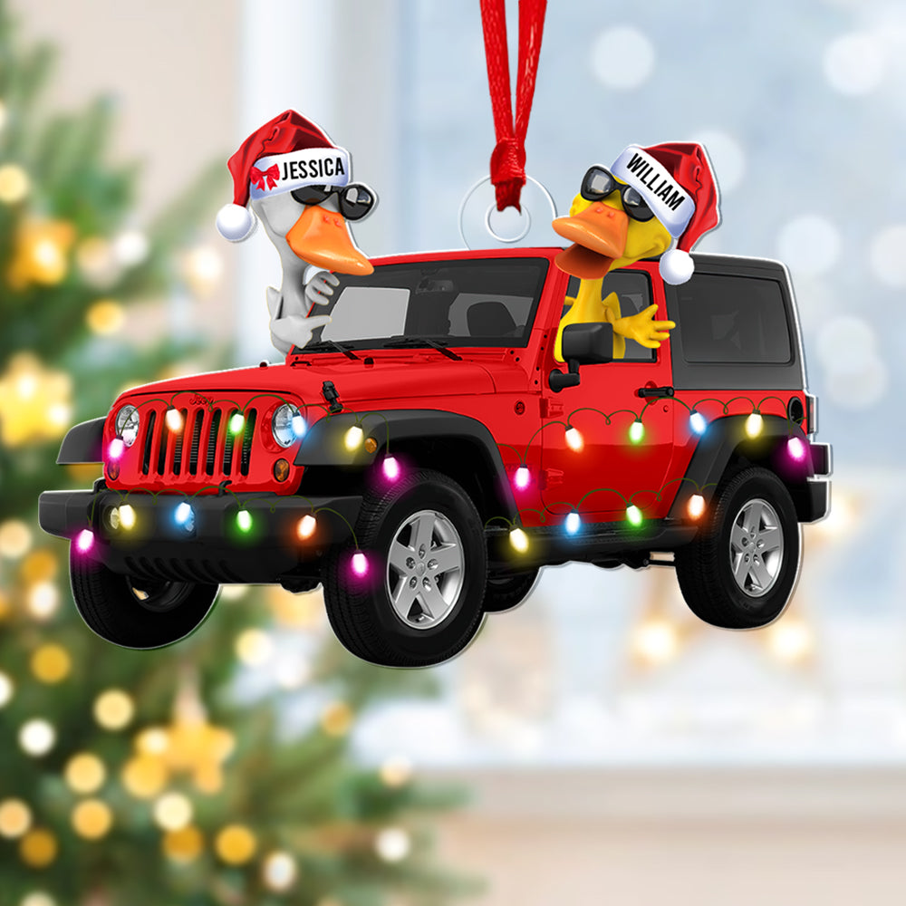 Personalized Off-road Duck Acrylic Ornament Funny Christmas Gift for Couples