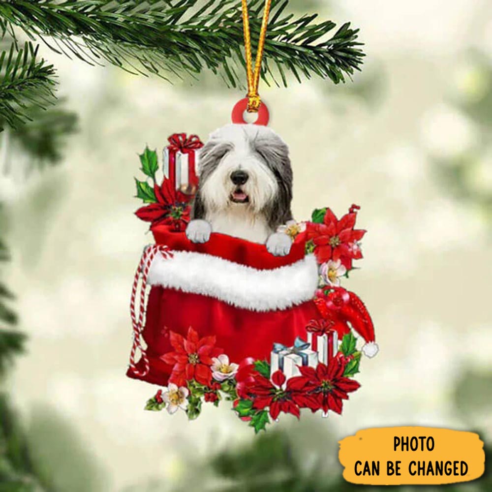 Personalized Old English Sheepdog In Gift Bag Christmas Ornament Perfect Ornament Gift For Her
