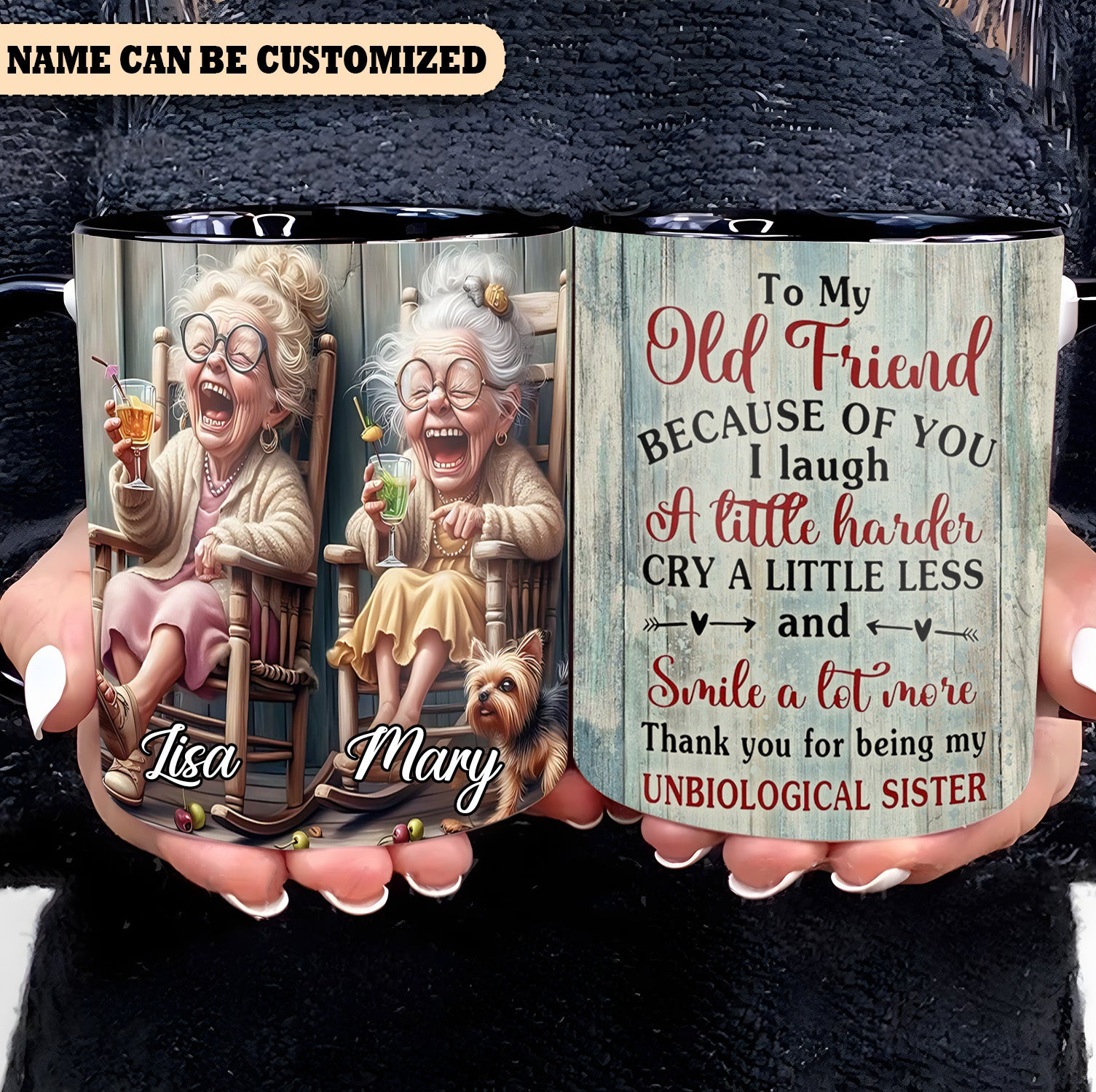 Personalized Old Grandma Laughing Mug Hippie Accent Daily Use Mug Gifts For Mom