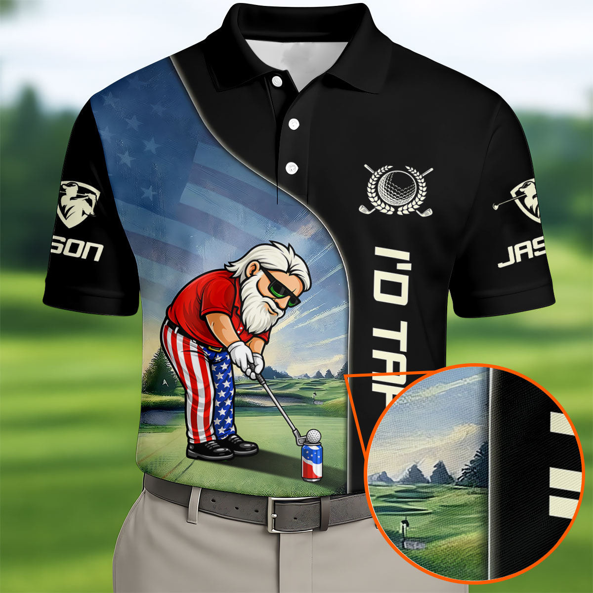 Personalized Old Man I'd Tap Polo Shirt American Patriot Clothing Top Gifts For Golfers