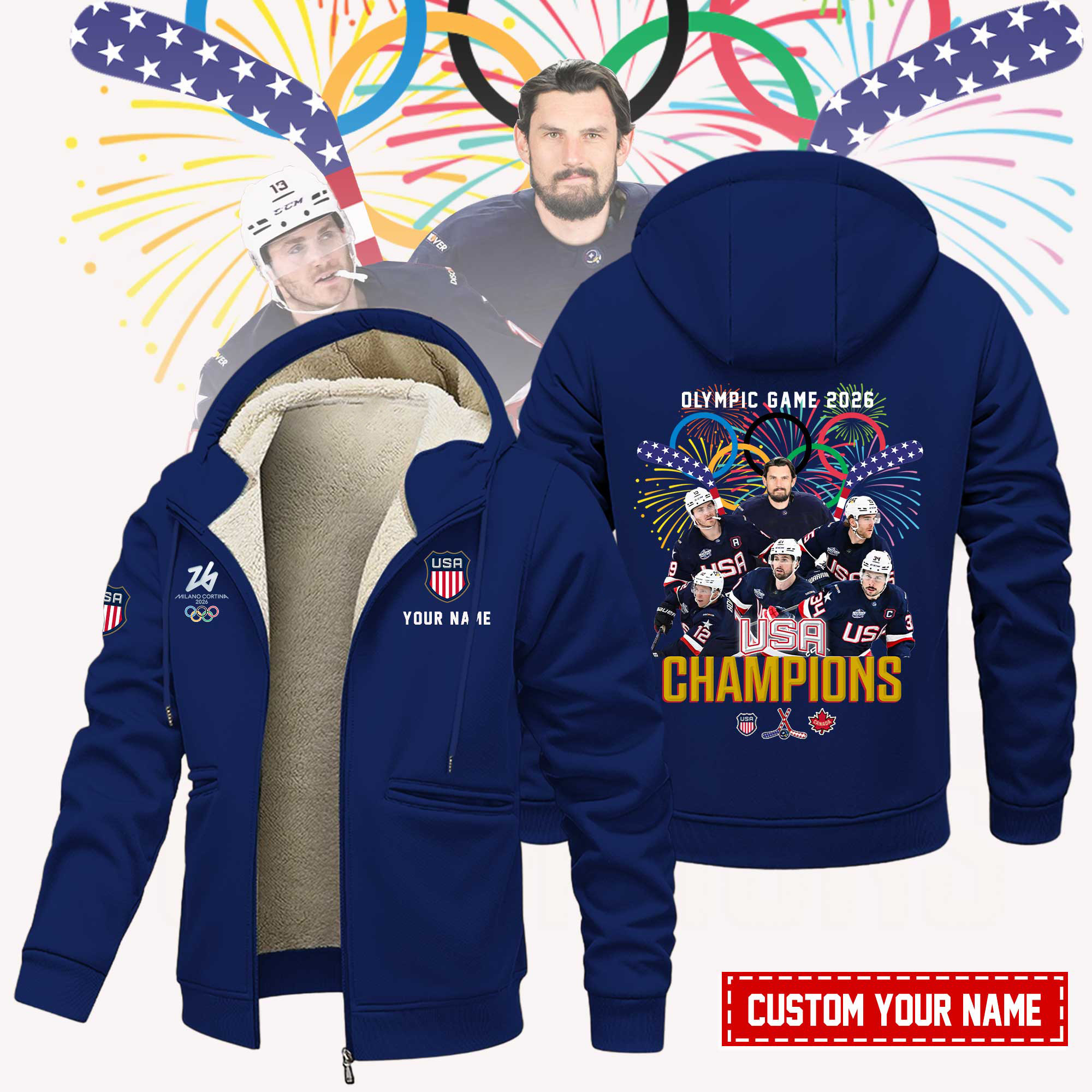 Personalized Olympic Game 2026 Hoodie USA Hockey Olympic Merch Sport Fan Gift