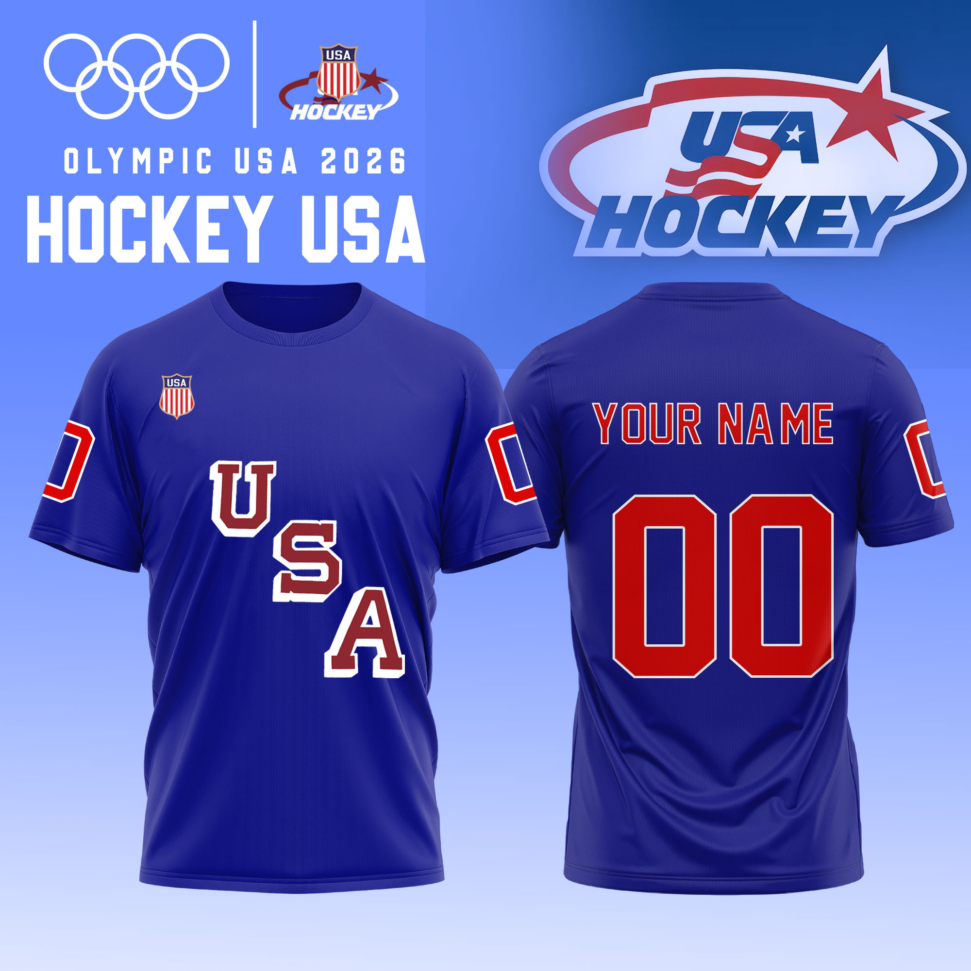Personalized Olympic Hockey USA 2026 T-Shirt Milano Cortina Team USA Hockey Clothes Fan Gift