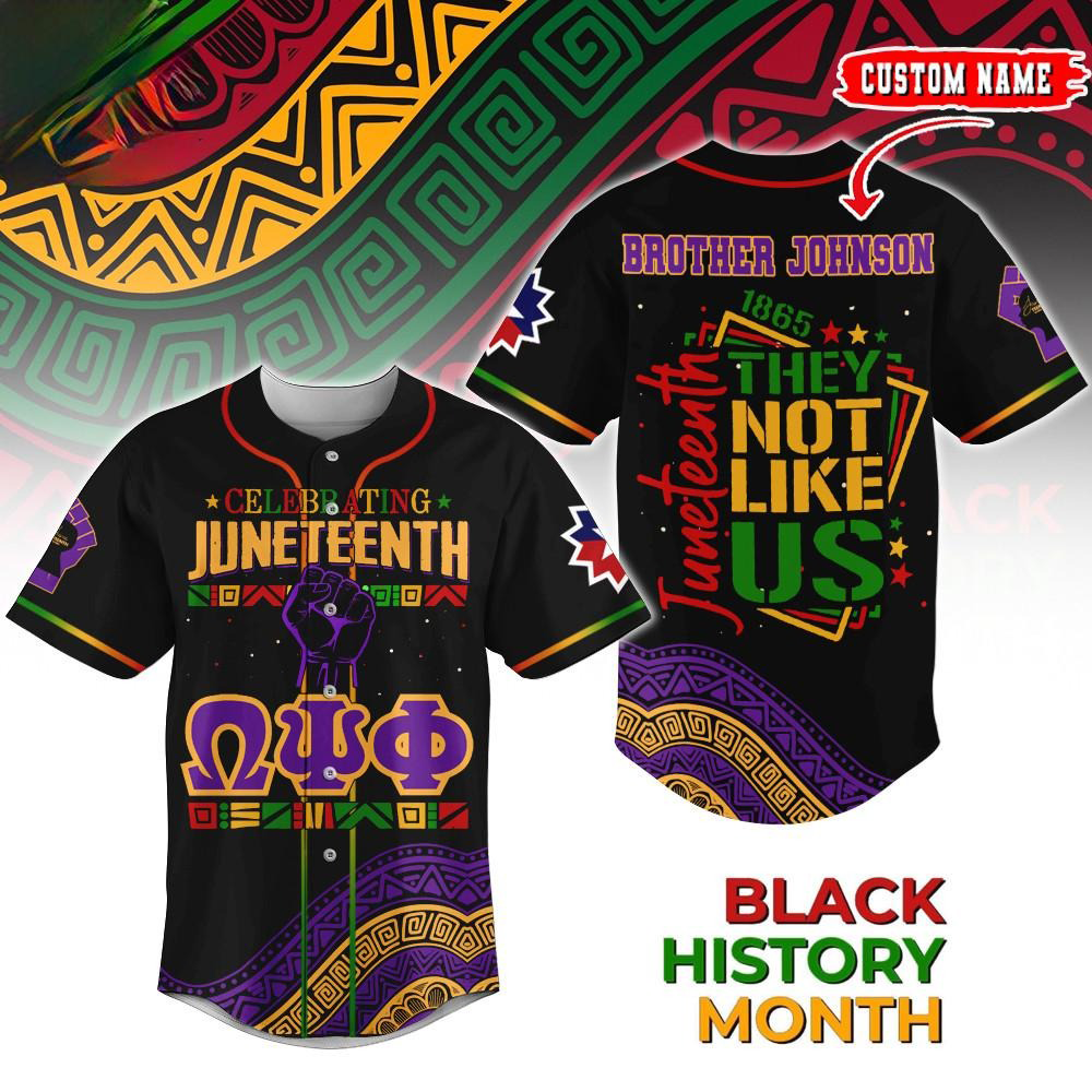 Personalized Omega Psi Phi x Juneteenth Limited Edition Baseball Jersey Gifts For Men