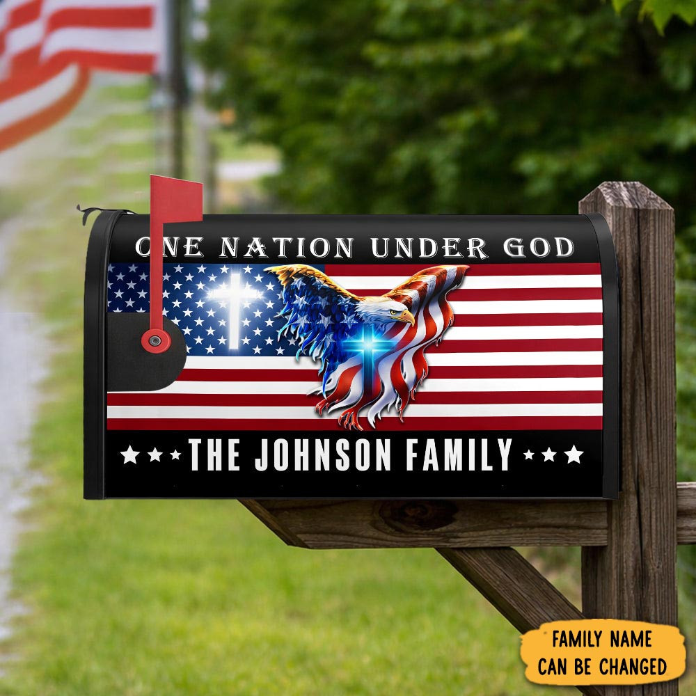 Personalized One Nation Under God 250 Years Of Freedom Mailbox Cover July 4Th Gift For Families