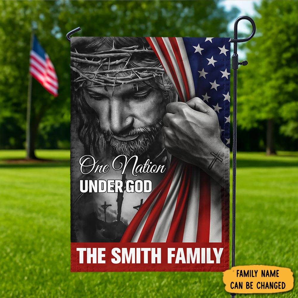 Personalized One Nation Under God Flag American Patriotic Flag Christian Gift Ideas