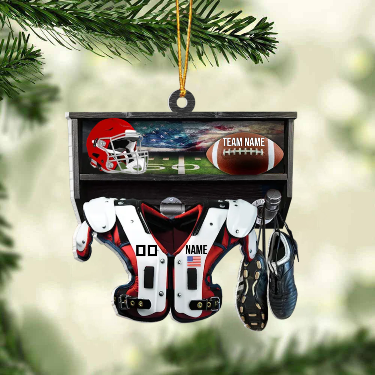 Personalized Ornament American Football Christmas Ornament For Football Lovers Football Player