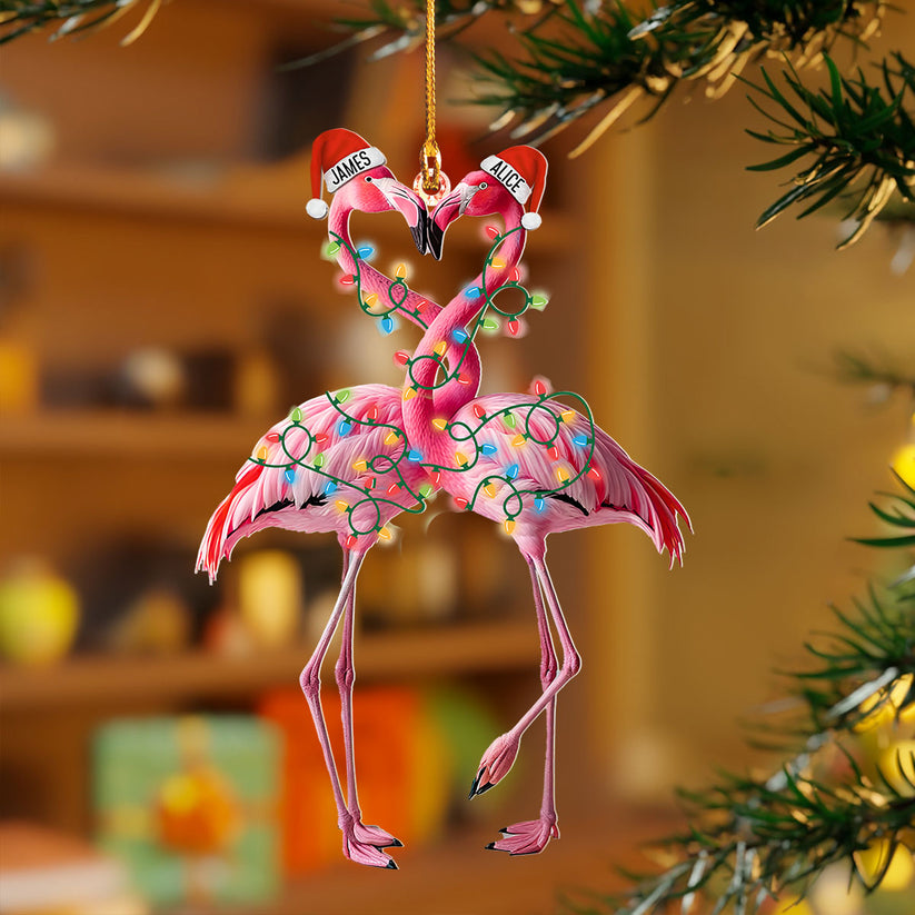 Personalized Ornament Flamin-go Together Acrylic Ornament Christmas Romantic Gift