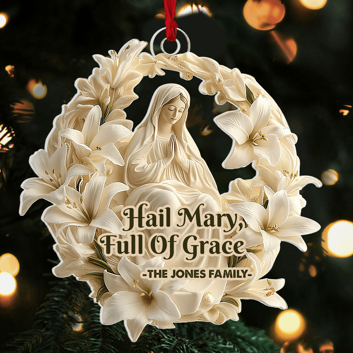 Personalized Ornaments Hail Mary Full Of Grace Acrylic Ornament Christian Personalised Gifts