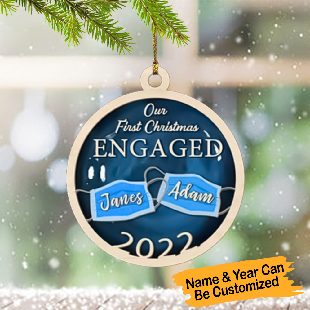 Personalized Our First Christmas Engaged Ornament Christmas Tree Ornament Engaged Couple