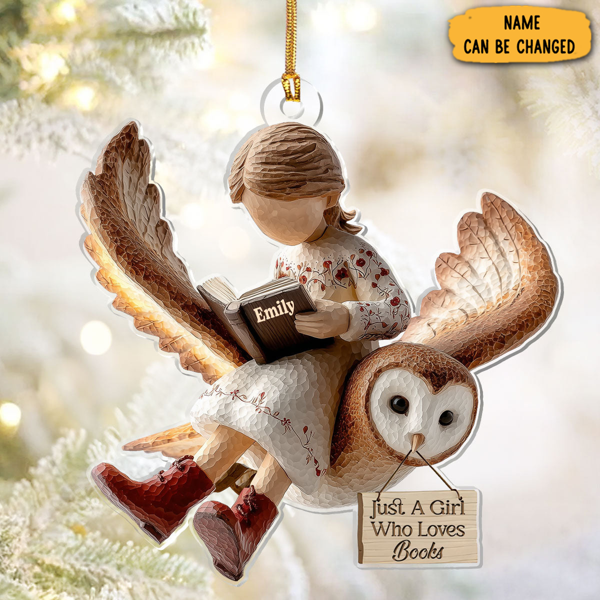 Personalized Owl And Girl Christmas Ornament Xmas Decor Bookworms Christmas Gifts