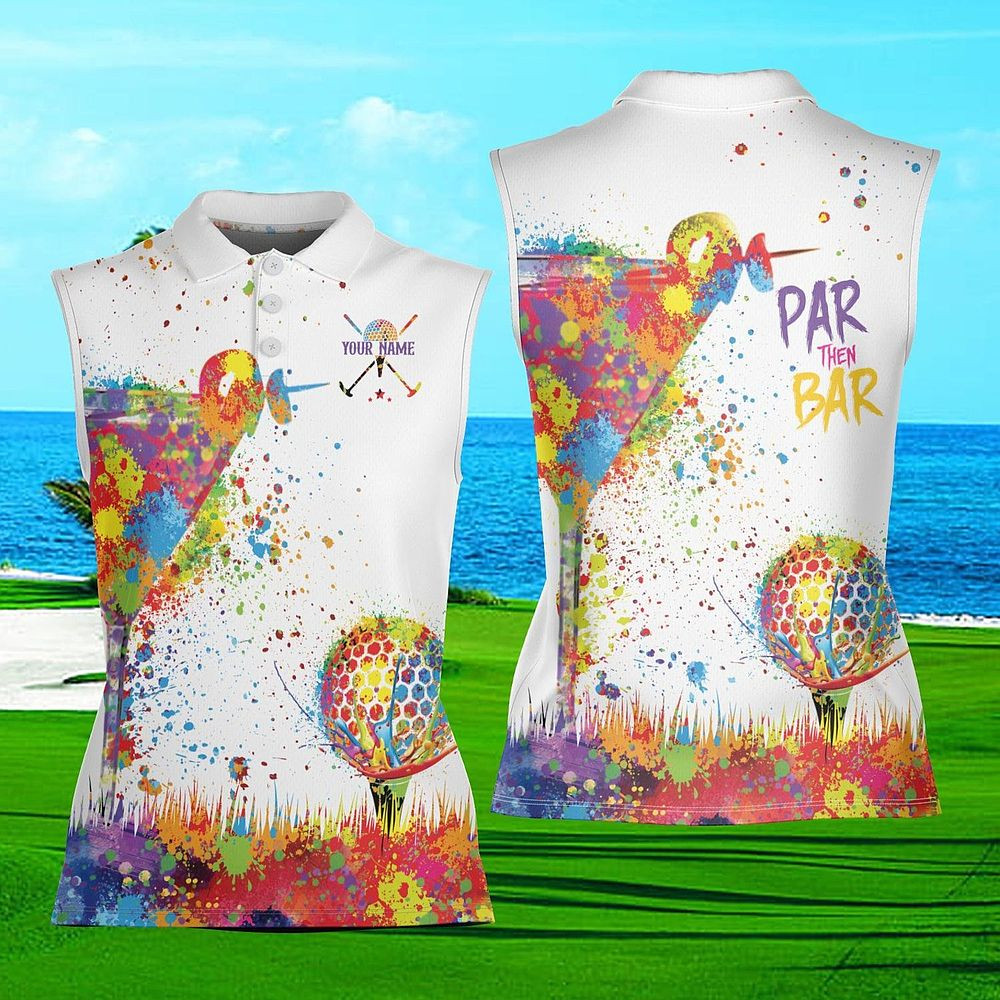Personalized Paint Splatter Golf Women's Polo Shirt Par Then Bar Golf Sleeveless Polo Shirt