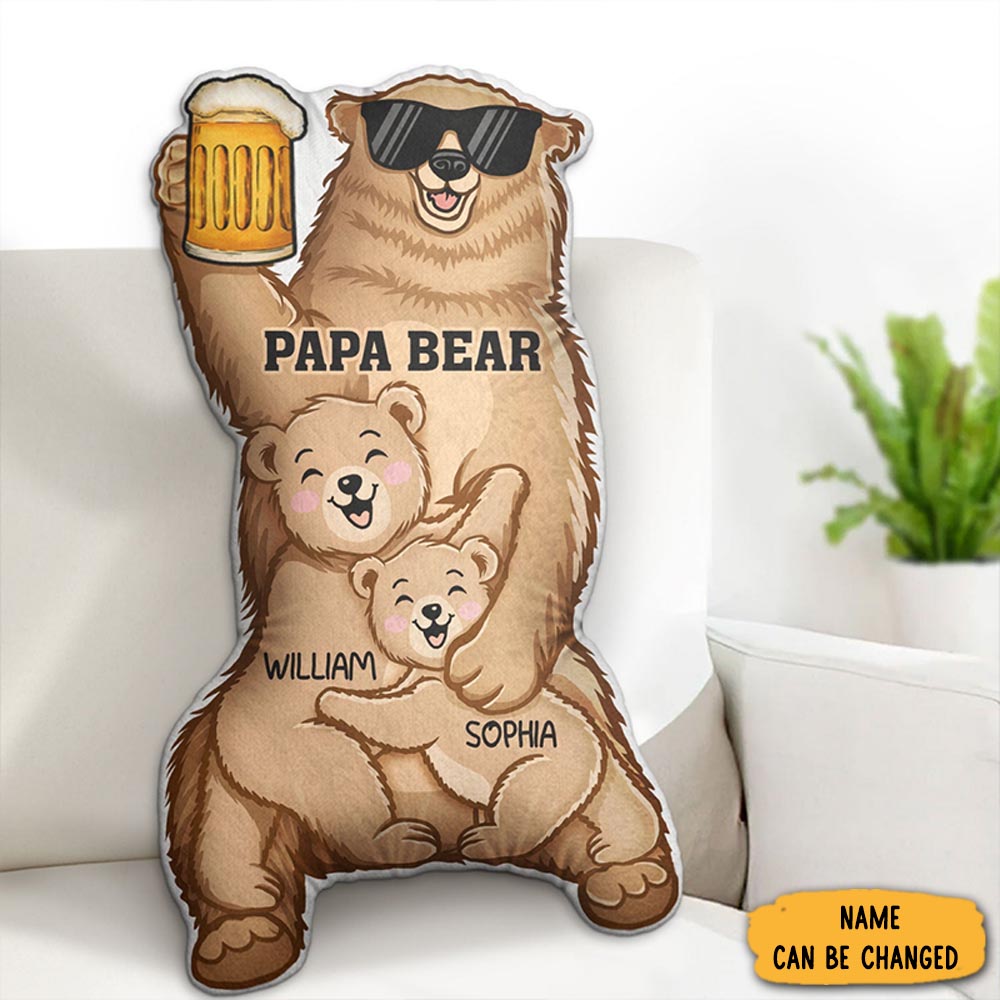 Personalized Papa Bear Pillow Gift For Fathers