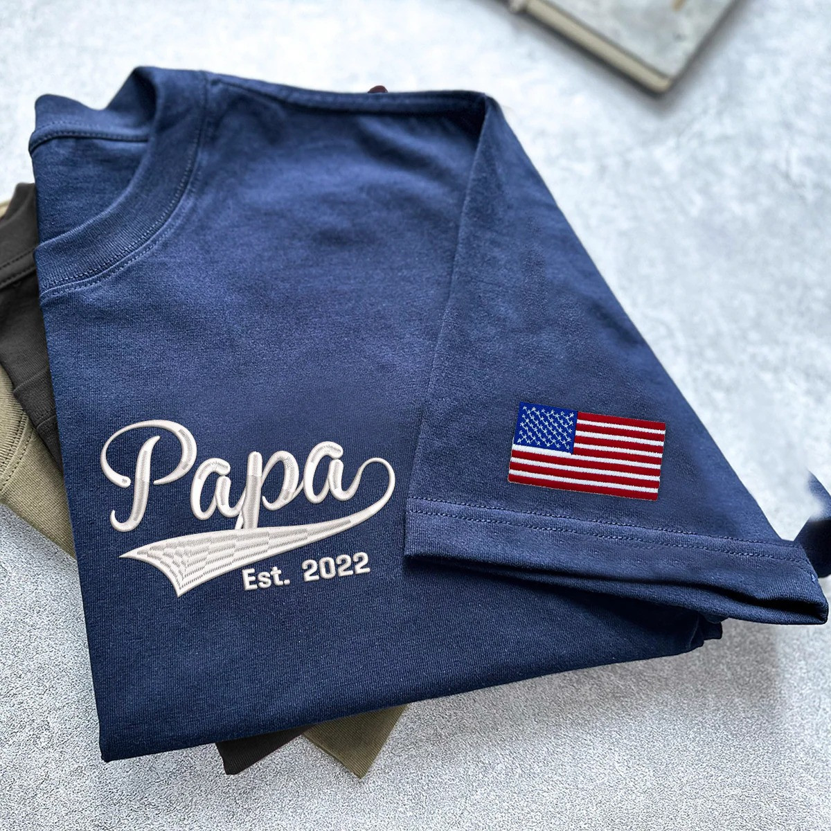 Personalized Papa T Shirt Est 2022 Flag Family Names Minimal Fathers Day Gift Ideas