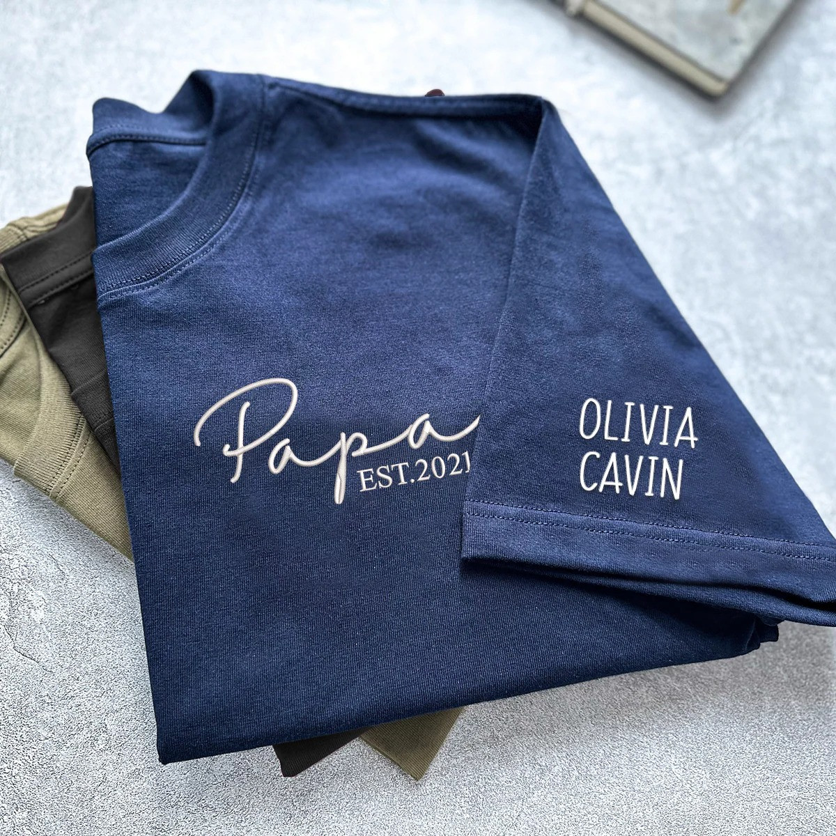 Personalized Papa T Shirt Est 2022 Script Family Names Minimal Fathers Day Gift Ideas