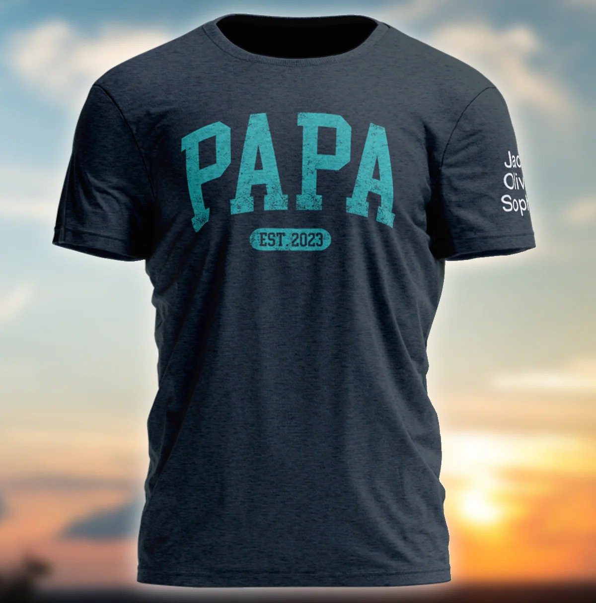 Personalized Papa T Shirt Est 2023 Faded College Letter Special Fathers Day Gift Ideas