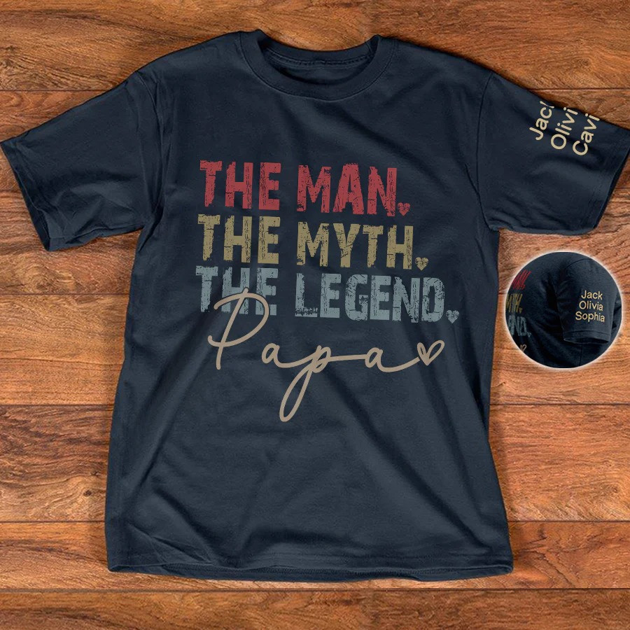 Personalized Papaw T Shirt The Man The Myth The Legend Special Fathers Day Gift for Him