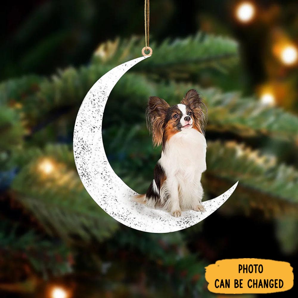 Personalized Papillon Sit On The Moon Ornament Elegant Tree Ornament Decoration