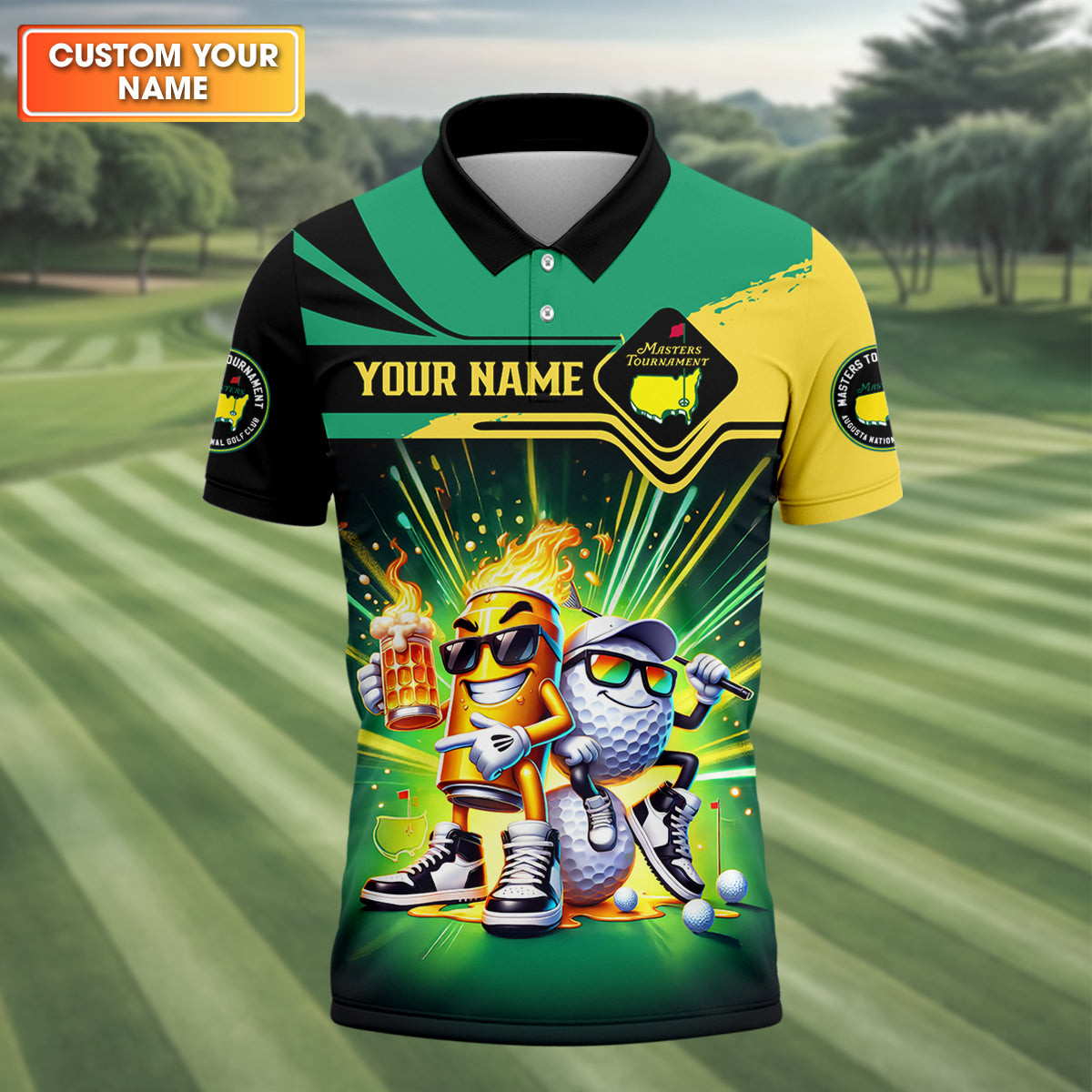 Personalized Par Eagle Birdie Bogey Golf & Beer Polo Shirt Best Golf Merch Present Idea For Father's Day