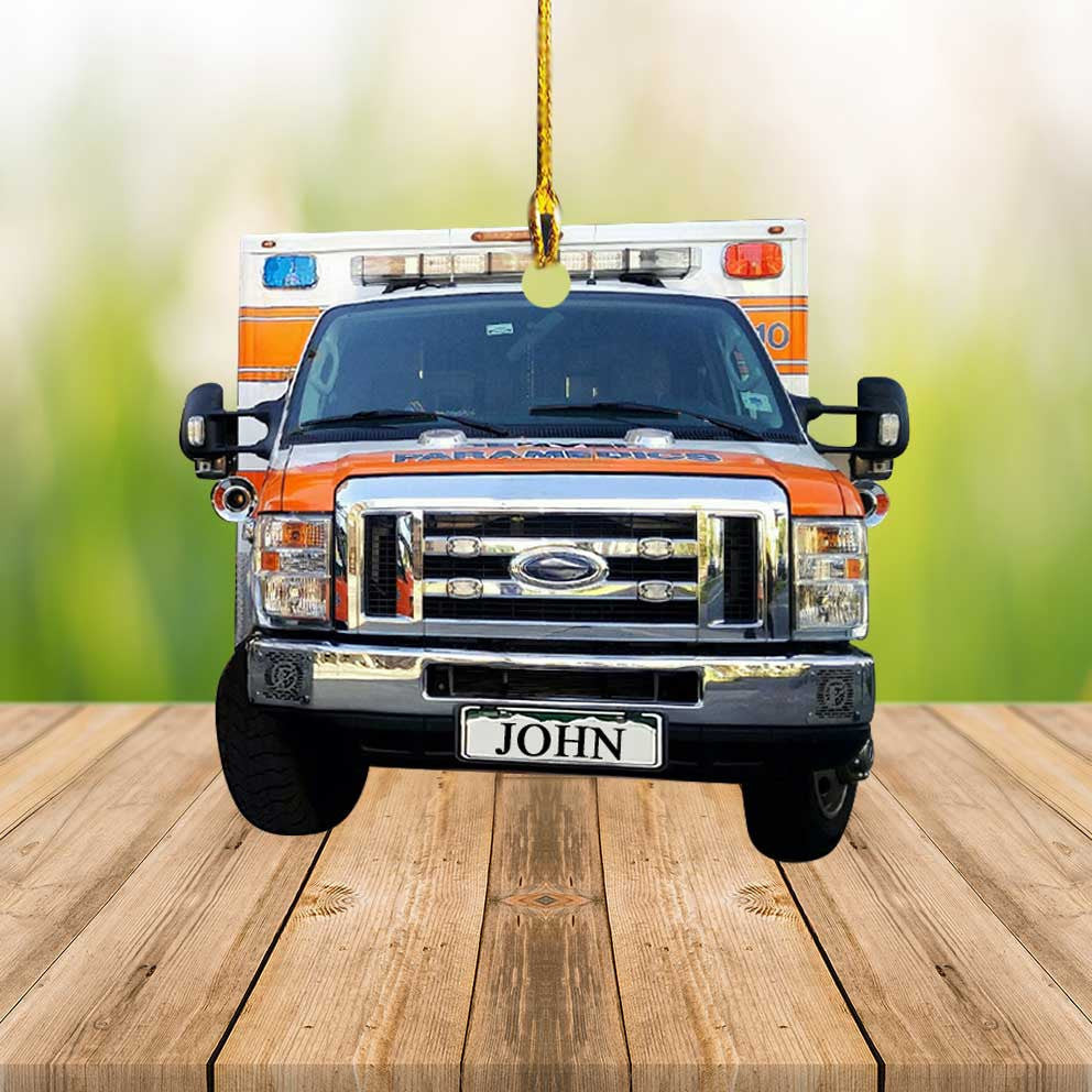Personalized Paramedic Car Ornament Custom EMS Vehicle Flat Acrylic Ornament