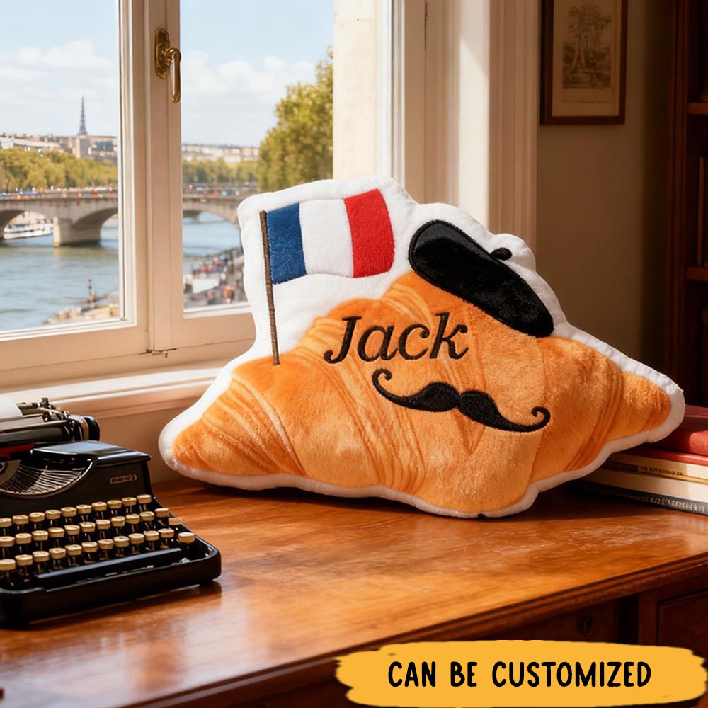 Personalized Parisian Croissant Pillow Graphic 3D Print Pillow for Travel Lovers