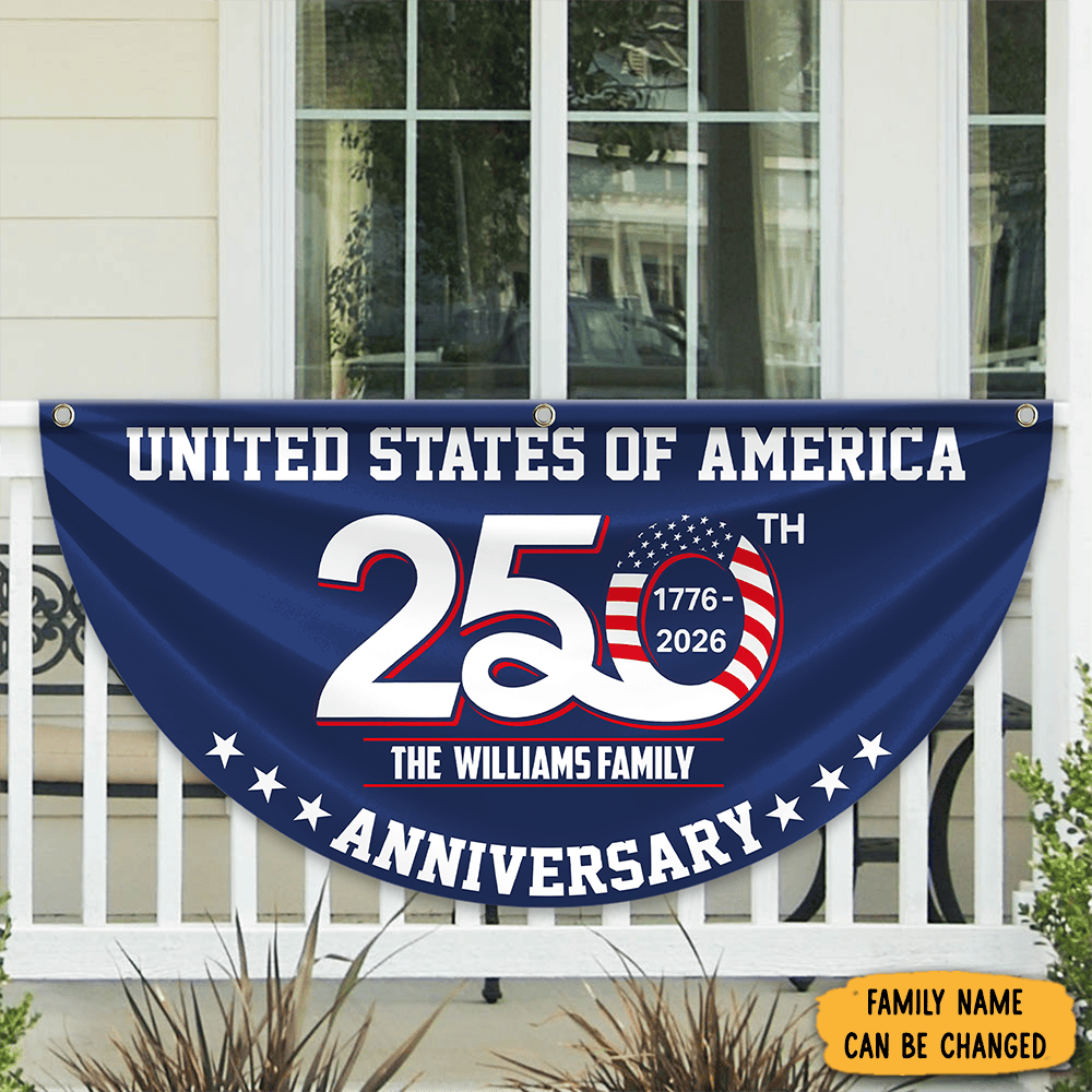 Personalized Patriotic 250th Anniversary 1776 2026 Fan Flag Fourth Of July Presents