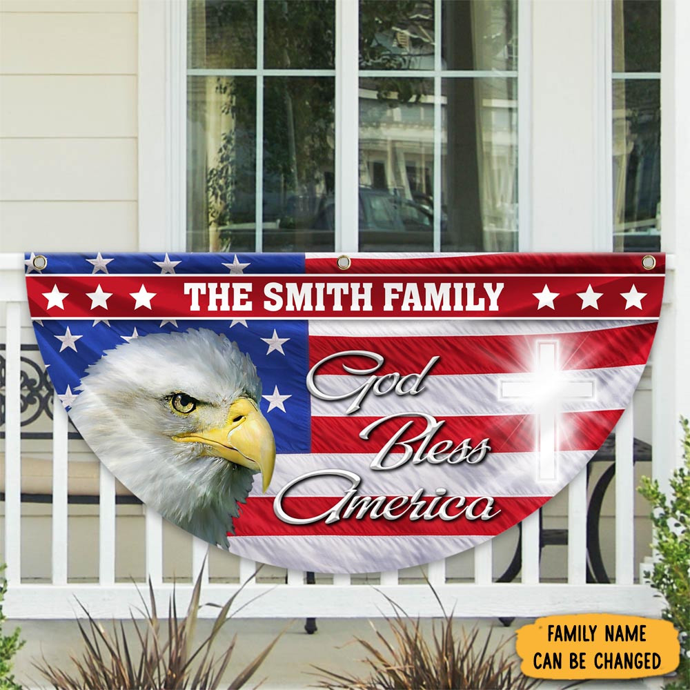 Personalized Patriotic Eagle God Bless America Fan Flag America's 250Th Birthday Gift Ideas