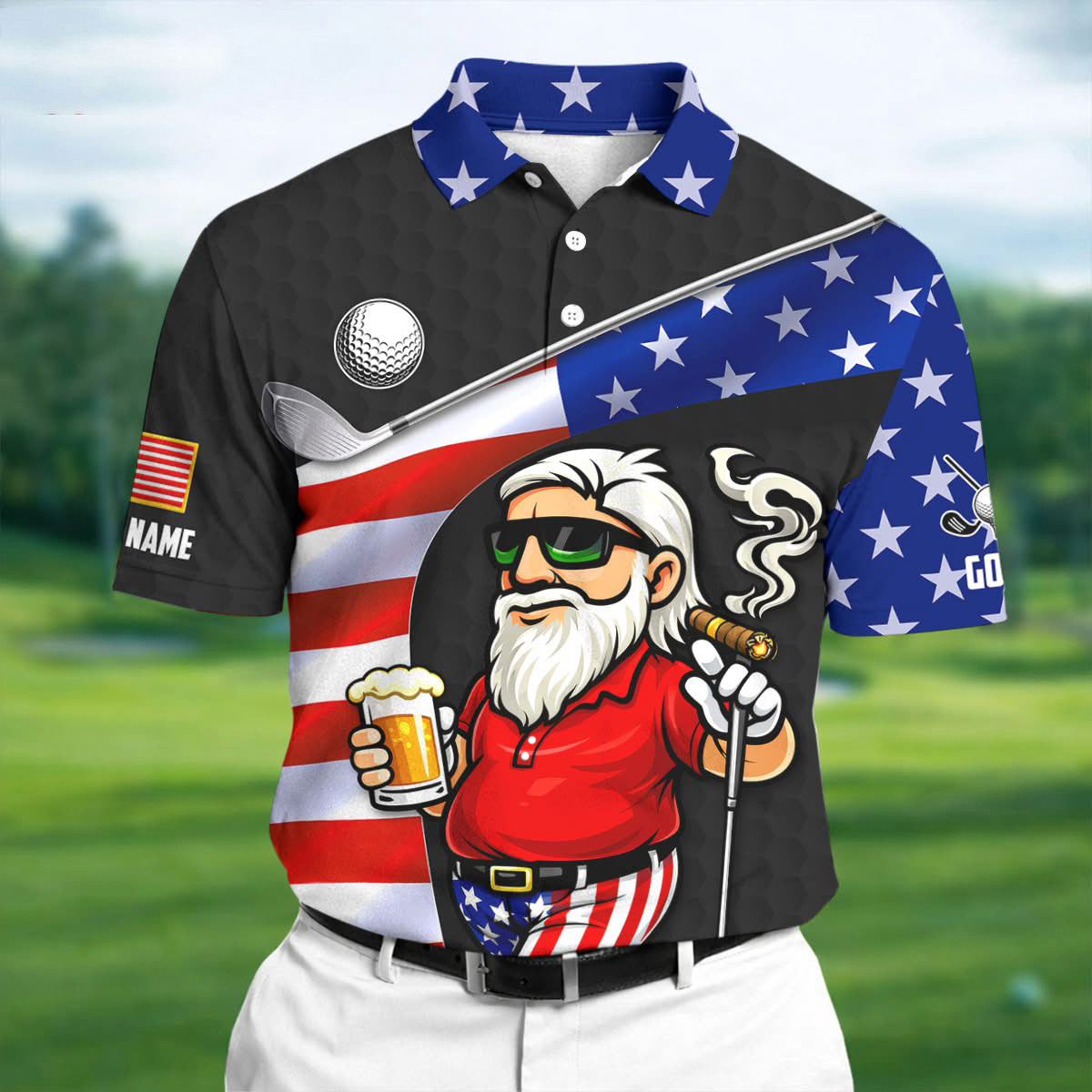 Personalized Patriotic Golf Polo Shirt Custom Name Apparel Gift For Golf Lovers And US Fans