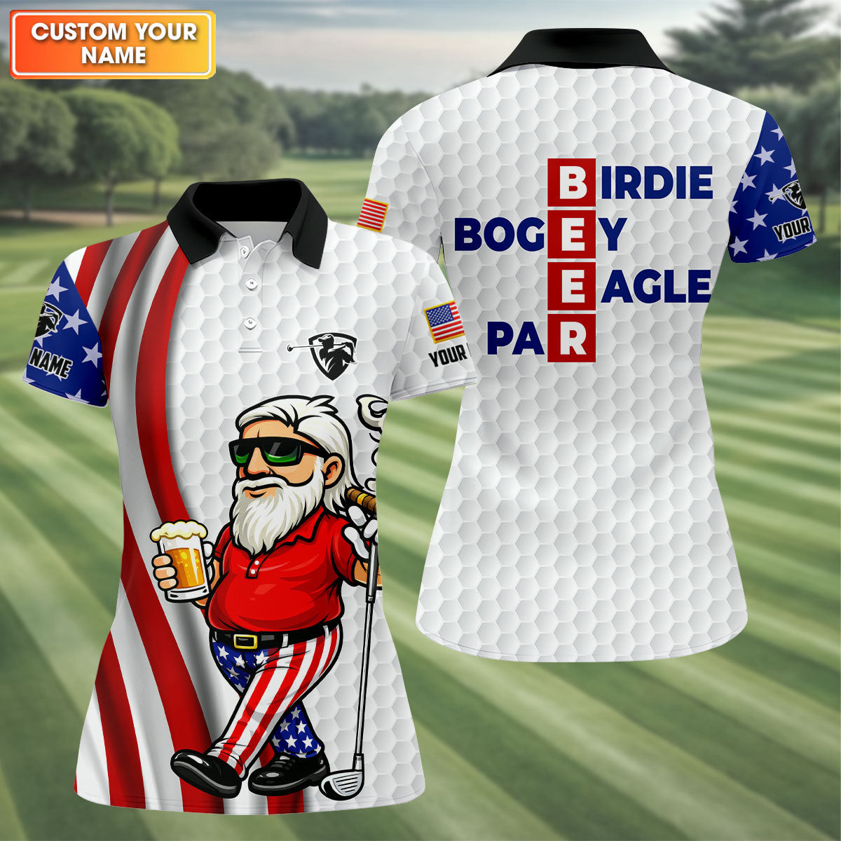 Personalized Patriotic Man Golf And Beer Funny 4th Of July Polo Shirt Best Golf Shirt Great Present For Wife