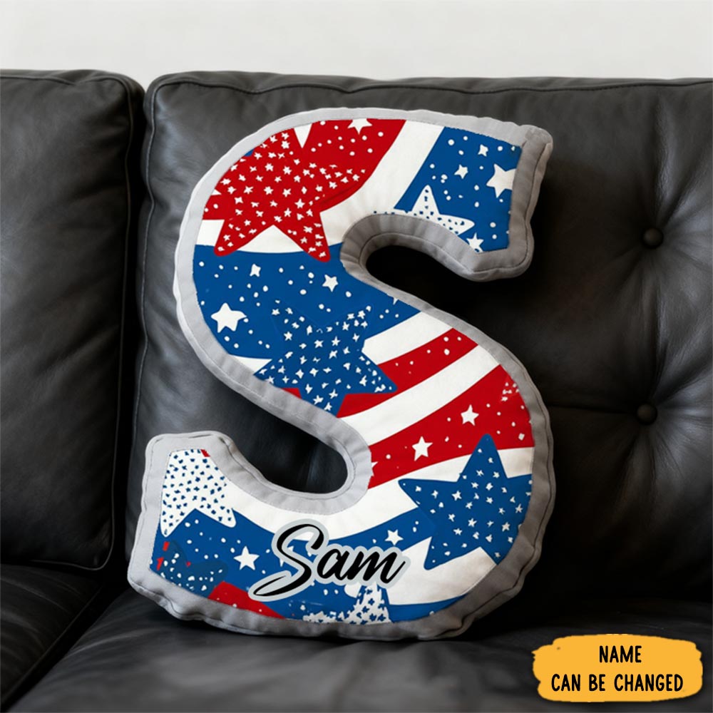 Personalized Patriotic Police Initial Pillow With Custom Name Gift For Law Enforcement Supporters