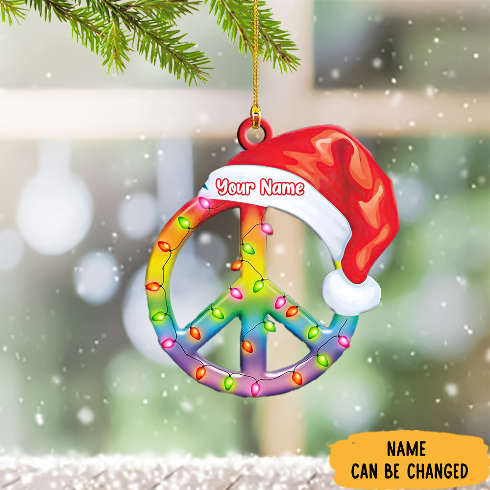 Personalized Peace Sign Christmas Ornament Peace Christmas Tree Ornaments 2024