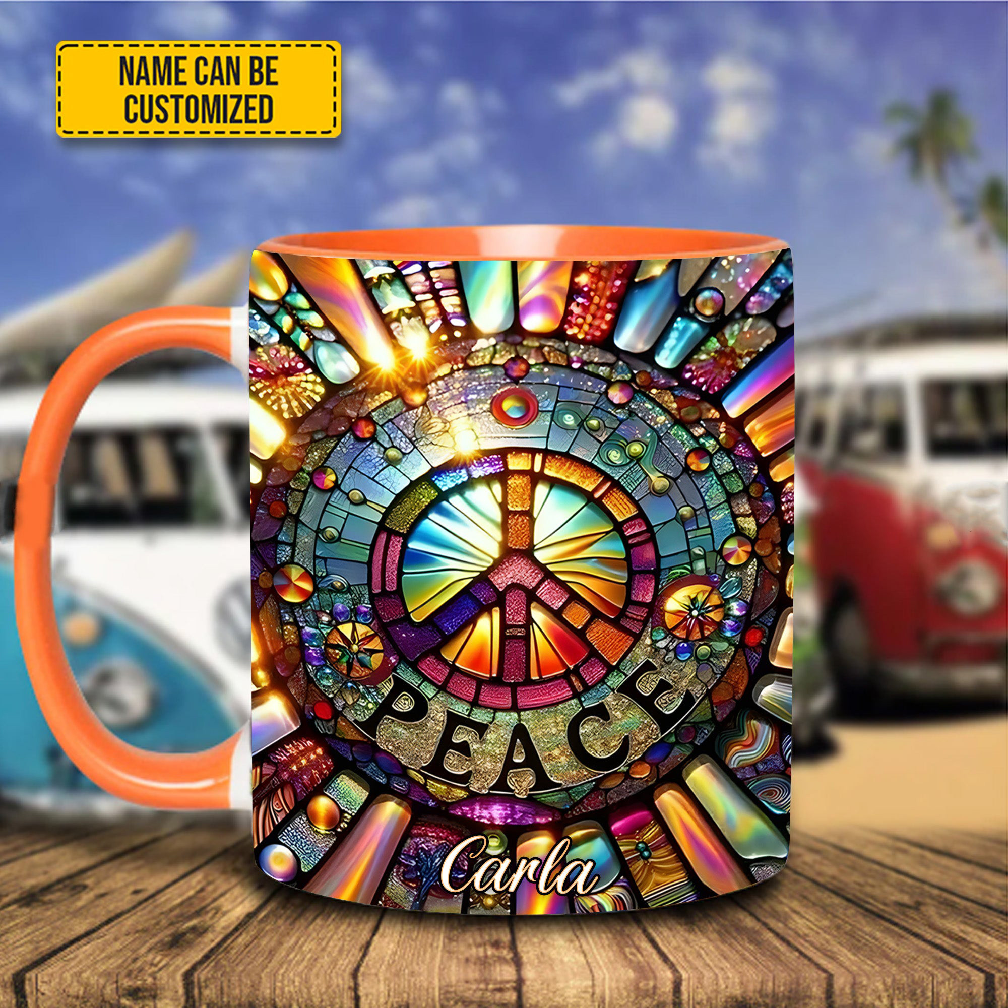 Personalized Peace Symbol Mug Hippie Vibe Coffee Mugs Gifts For Peace Lovers