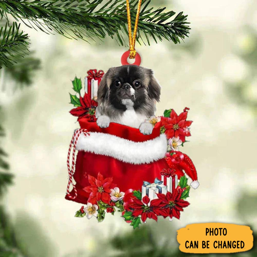 Personalized Pekingese In Gift Bag Christmas Ornament Heartwarming Holiday Ornament Gift