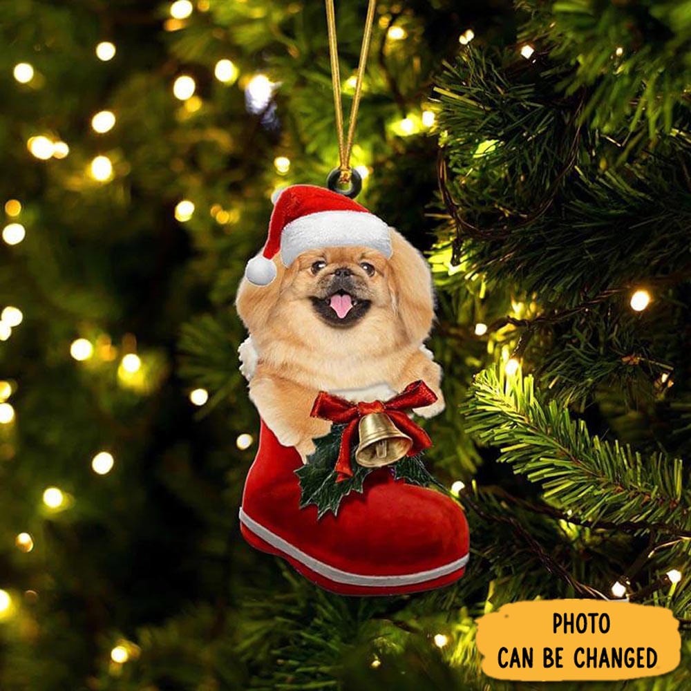 Personalized Pekingese In Santa Boot Christmas Hanging Ornament Lovely New Year Ornament Keepsake