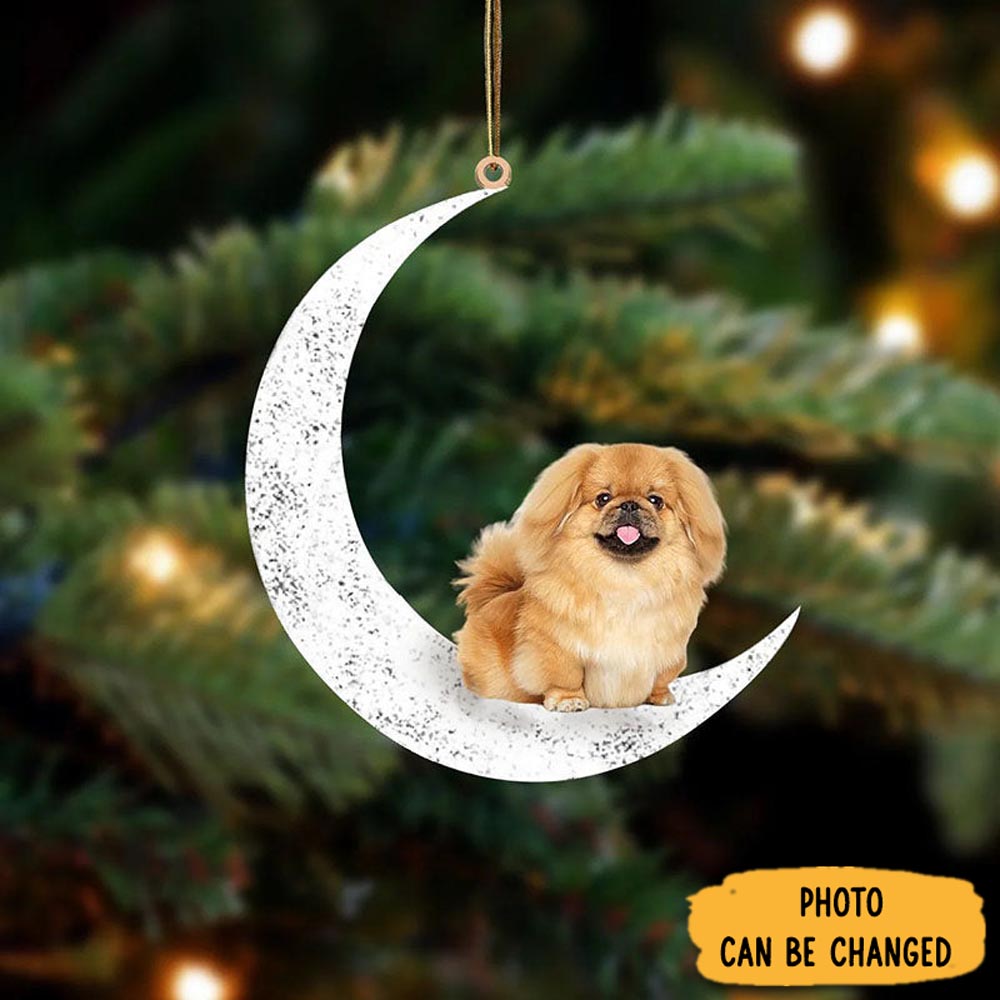 Personalized Pekingese Sit On The Moon Ornament Charming Mother's Day Ornament
