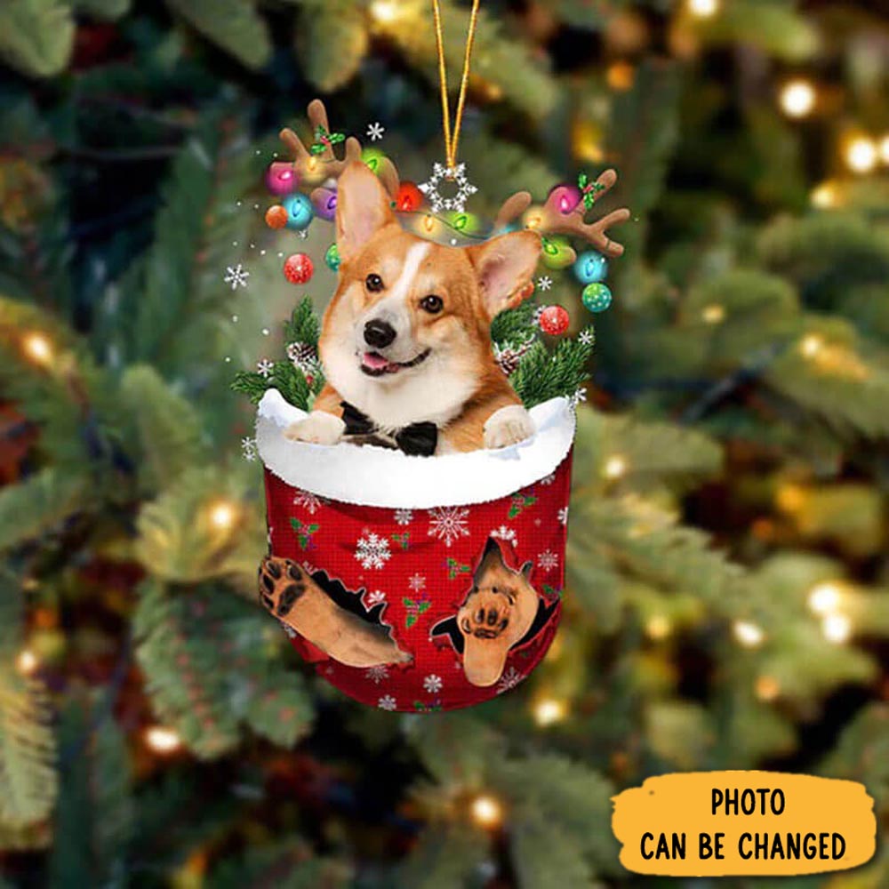 Personalized Pembroke Welsh Corgi In Snow Pocket Christmas Ornament Memorable Anniversary Ornament Keepsake