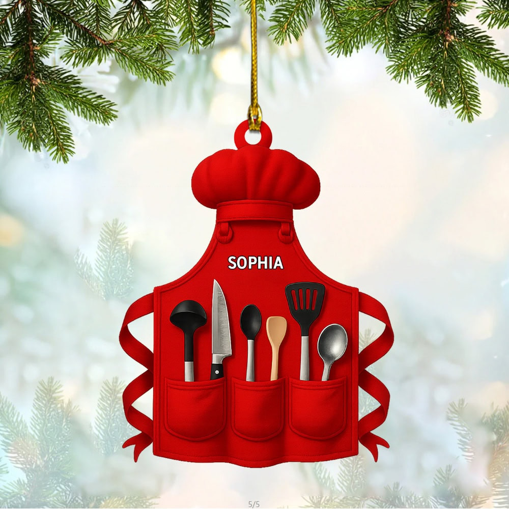 Personalized Perfect For Culinary Enthusiasts Featuring Kitchen Tools Personalized Custom Acrylic Ornament Gift For Chefs And Cooks